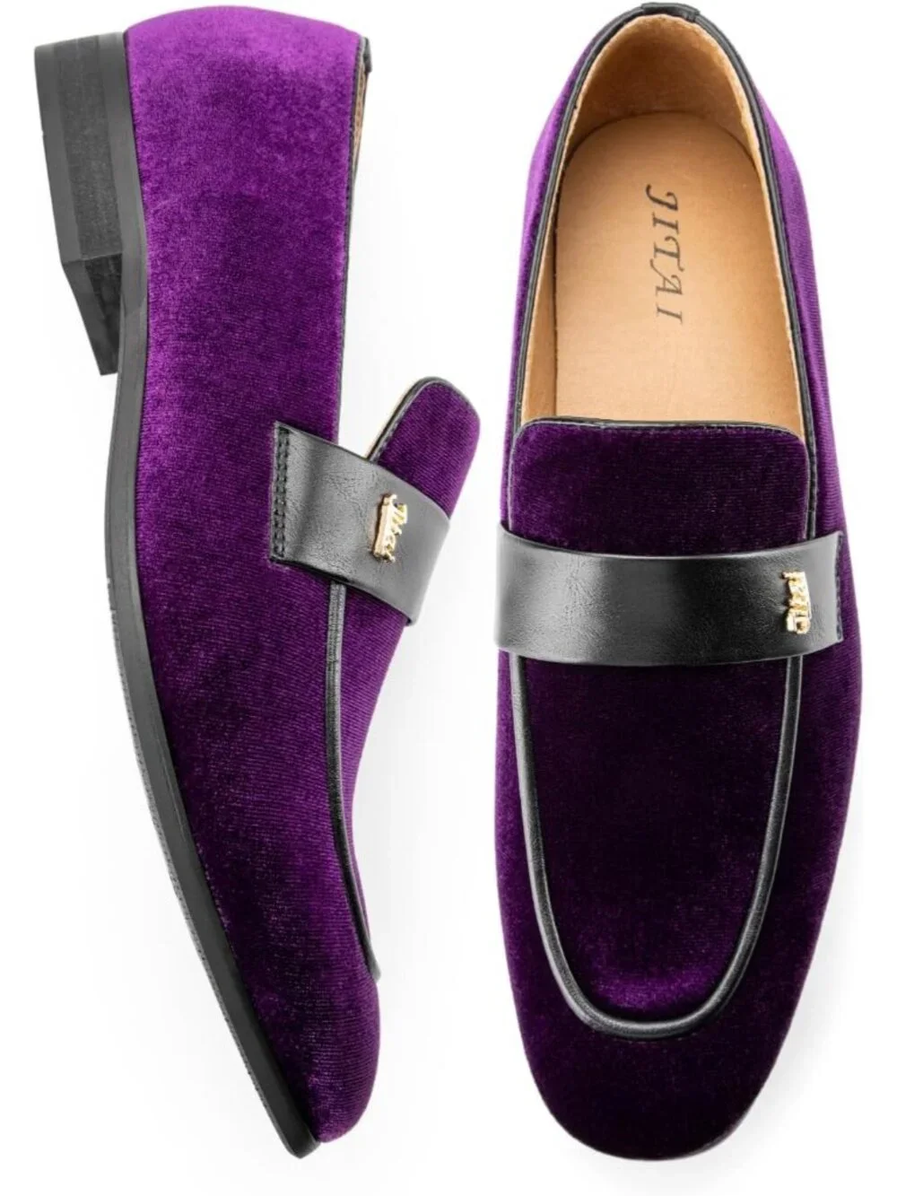 Men's Purple Velvet Luxury Loafers Slip On Party Fashion Pull On Dress Shoes